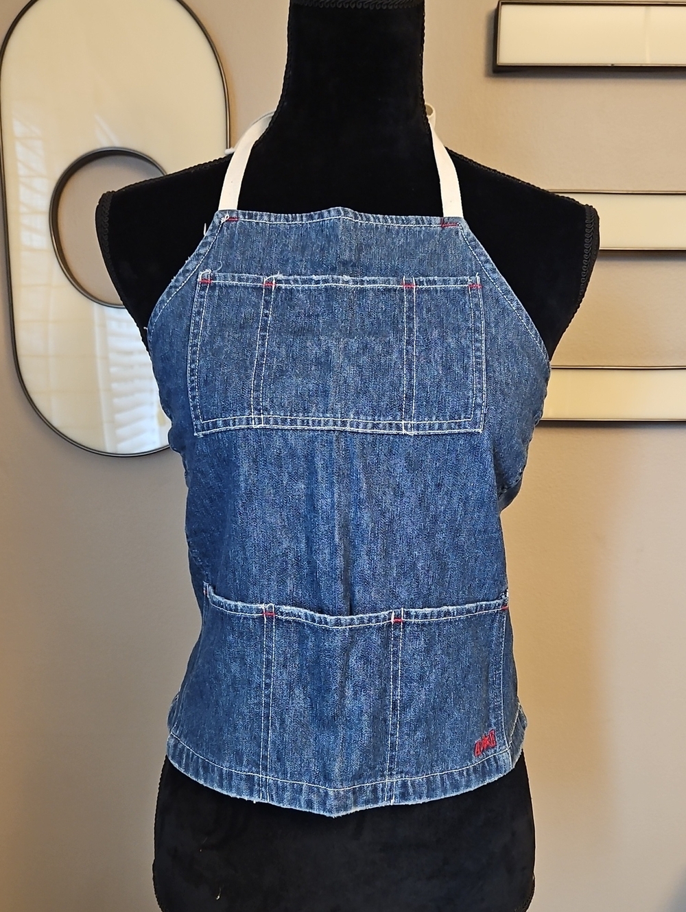 American Eagle Denim Apron Top with Front Pockets - Blue